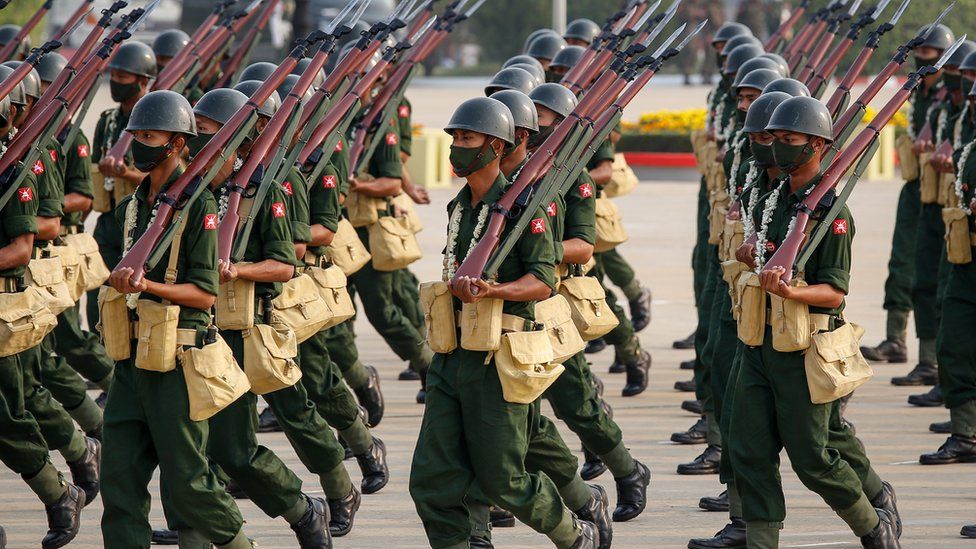 The military held a parade to mark Armed Forces Day (EPA)