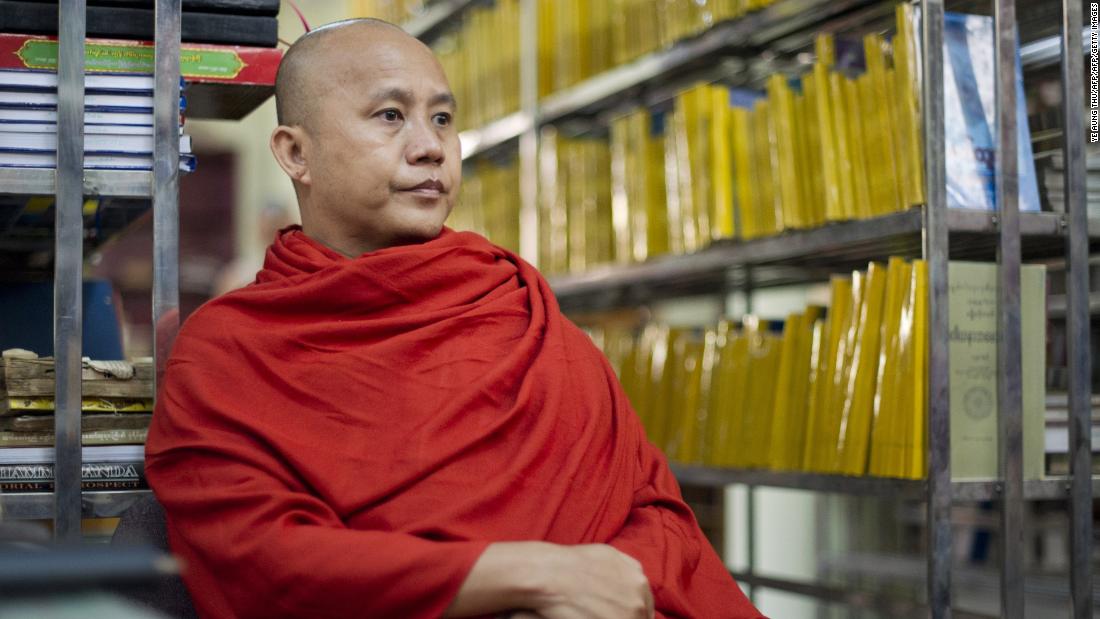 Controversial Myanmar monk Wirathu speaking during an interview at a monastery in Myanmar's second biggest city of Mandalay.